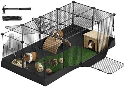 SONGMICS Guinea Pig Cage, Rabbit Cage, Small Animal Playpen with Waterproof Mat, Top and Side Door, 20 Panels, 48.4 x 24.8 x 16.3 Inches, Ink Black ULPI012BH01