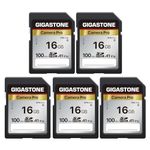 Gigastone SD Card 16GB 5-Pack V10 SDHC Memory Card High Speed Full HD Video Compatible with Canon Nikon Sony Pentax Kodak Olympus Panasonic Digital Camera