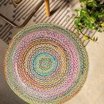 Craft Trade Round Jute Rug, Hand Wovem, Multicolor Braided 120X120 CM Area Rug for Home Decorative 100% Boho Durable Large Area Rug Carpet-Rugs for Living Room, Kitchen, Bedroom
