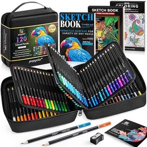 POPYOLA 136 Pack Colored Pencils Set with Portable Case, Art Supplies 120 Colored Pencils for Adults Coloring Books with Sketchbook, Coloring Book, Sharpener, Soft Core Color Pencils for Adults Kids