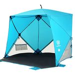 EVER ADVANCED Beach Tent Pop up Shade Beach Canopy Instant Hub Tent Portable Travel Sun Shelter for 3-4 Person, Easy Setup Tents with Carrying Bag UPF 50+ Sunshade Outdoor, Blue