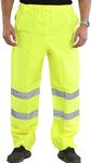 shelikes Mens Hi Vis Safety Waterproof Rain Over Trouser Work High Viz Visibility Pants_Yellow_L