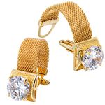 HAWSON Mens Cufflinks with Chain - Stone and Shiny Gold Tone Shirt Accessories - Party Gifts for Young Men (Crystal)