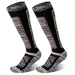 NIQIAO 2 Pairs Mens Merino Wool Ski Socks, Thermal Snow Skiing Socks, High Performance Winter Warm Outdoor Sports Socks for Cold Weather Athletic Skiing Snowboard Hiking Socks 9-12