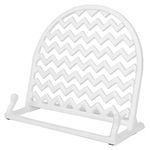 Home Basics Cast Iron Chevron Design Cookbook Stand, 10.5x5.5x9 Inches (White)