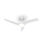 Klarstein Figo 2-in1 Ceiling Fan and Light - 52", 55W Fan Power, 2 x 43W Ceiling Lamp, 3 Speed, Fan 3 Blades, Space-Saving, Lamp Milky Glass Shade, Remote Control, White