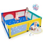 Maxmass Large Baby Playpen, Kids Activity Center Play Yard with 50 PCS Ocean Balls, Infant Play Pen Fence for Indoor & Outdoor (207 x 187 x 69cm, Colorful)