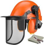 Chainsaw Helmet, Forestry Safety Helmet with Adjustable Ear Muffs, Mesh Visor, Impact Resistant Hard Hat for Forestry Work and Industry.