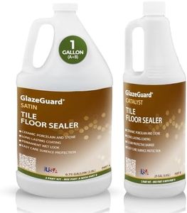 GlazeGuard Satin Floor Sealer Wall Sealer for Ceramic, Porcelain, Stone Tile Surfaces (1 Gal -Prof Grade (2) Part Kit