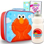 Elmo Lunch Box for Boys - Bundle with Insulated Sesame Stree Lunch Bag Plus Stickers, Water Bottle, Sesame Playpack & More | Elmo Lunch Container Set