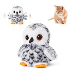 Potaroma Flapping Owl Cat Toys (No Flying), Lifelike Bird Chirp, Rechargeable Touch Activated Kitten Toy, Interactive Catnip Kicker Exercise Toys 4.0" for All Breeds