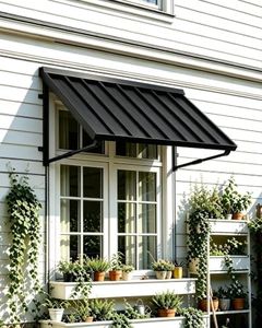 Metal Awning for Door Entrance, 54x24 Inches Adjustable Angle Window Awnings for Patio, Sunsetter Shade Canopy Outdoor Exterior for Front Doors, Windows, Porches, Balconies, Black