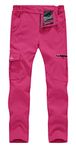 Rdruko Women's Outdoor Waterproof Windproof Fleece Slim Snow Ski Hiking Travel thermal Pants(Rose Red, CA M)