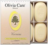 Olivia Care Bath & Body Bar Verbena Soap 4 Pack Gift Box Organic, Vegan & Natural Contains Olive Oil Repairs, Hydrates, Moisturizes & Deep Cleans Good for Sensitive Dry Skin Made in USA