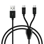 GELRHONR Micro USB Splitter Cable,2 in 1 USB 2.0 A Male to Dual Micro USB Male Charging Cord Multi Micro USB Data Sync Adapter Cable Split Micro USB Connection Wire (Black-1m-2 Mrico)