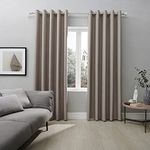 Coastline Textured Veiny Woven Thermal Blackout Eyelet Curtains (Beige, 90x72)