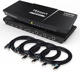 TESmart 4 in 1 Out HDMI KVM Switch 4K@60Hz 4:4:4 Ultra HD 4 PCs 1 Monitor with Extra USB 2.0 Port&L/R Audio Output Controls up to 4 PCs/Servers/DVR Includes 2 pcs of 1.5 m KVM Cables-Matte Black