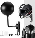 Motorcycle Helmet Rack Wall Mount Stain Steel Helmet Holder 180° Rotation Helmet Hanger with Double Hook Helmet Holder for Motorcycle Bike Coats Caps Baseballs Rugby Helmet