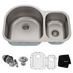 Kraus KBU21 30 inch Undermount 60/40 Double Bowl 16 Gauge Stainless Steel Kitchen Sink