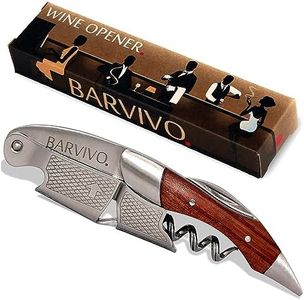 Barvivo Pekkawood Wine Opener with Foil Cutter Knife and Cap Remover, Double Hinged Manual Wine Key for Bartenders, Servers, Waiters, Stainless Steel Wine Bottle Opener Corkscrew