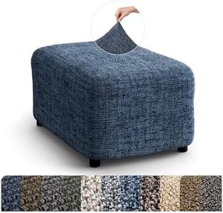 PAULATO BY GA.I.CO. Ottoman Slipcover - Stretch Stool Sofa - Pouf Protector for Pets and Kids - Soft Cover - Durable Furniture Slipcovers - Printed Collection - Vittoria Blue (Ottoman)