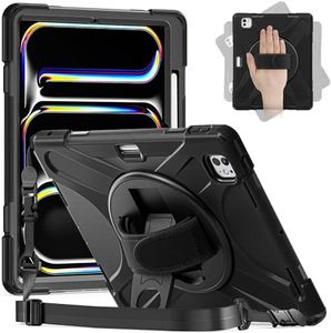 ZenRich iPad Pro 13 Inch Case M4 2024, Heavy Duty Rugged Case for A2925, A2926, A3007 with Kickstand/Hand Strap/Pencil Holder/Shoulder Strap, Black