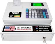 Nadex CR180 Cash Register, 6800 Price Lookups 60 Dept, Cash and Coin Drawer (White)