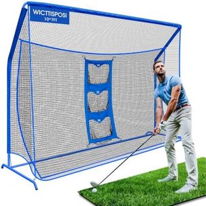 10x7ft Golf Practice Hitting Net with Striking Net & 3-Zone Chipping Net