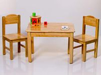 Modern Kraftz Solidwood Kids Study Table and 2 Chairs Set, Kids Furniture for Home and Kindergarten