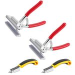 ZOENHOU 4 PCS 4-3/4 Inch Canvas Pliers, Metal Wide Canvas Stretching Pliers with Spring Return Handle and Staple Remover, Enlarge Canvas Stretcher Pliers Stretching Clamp for Art Oil Painting Canvas