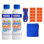 Sticky Stuff Remover UK Bundle - Adhesive Remover, Glue Remover & Sticky Residue Remover with Microfibre Cloth & Cleaning Scraper - 250ml x 2