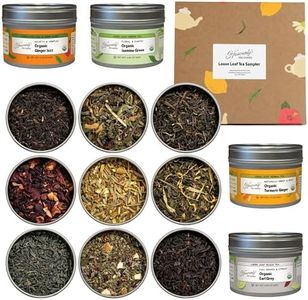 Heavenly Tea Leaves Organic Loose Leaf Tea Sampler Set (Approx. 90 Servings) - 9 Assorted Black Teas, Green Teas & Herbal Tisanes - High to No Caffeine, Great Hot or Iced, Variety Pack, Great Gift