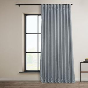 HPD Half Price Drapes BOCH-LN1859-84-DW Faux Linen Extra Wide Blackout Room Darkening Curtain (1 Panel), 100 X 84, Heather Grey