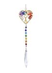 JSDDE 7 Chakra Crystals Life Tree Suncatcher Rainbow Makers Glass Crystal Sun Catchers Hanging Ornament for Windows Home Garden Decor (Heart Shape)