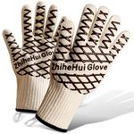 Revolutionary 932°F Extreme Heat Resistant Gloves,BBQ gloves,oven gloves heat resistant,oven gloves with fingers for Kitchen,Cooking, baking, BBQ (2 pieces)