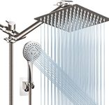 Shower Head Combo(Brushed Nickel),8 Inch High Pressure Rain Shower Head with 11 Inch Adjustable Extension Arm and 5 Settings Handheld Shower Head Combo,Powerful Shower Spray Against Low Pressure Water