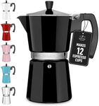 Zulay Premium Moka Pot Espresso - Leak-Proof Stovetop Espresso Maker - Perfect for Authentic Cuban & Italian Style Espresso - Makes 12 Espresso Cups - Black