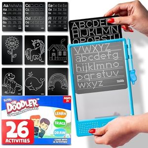 BUNMO Doodle Board + 26 Unique Templates - Draw, Color & Write with Insertable Tracing Templates - Learn to Write Letters & Numbers - Creative Fun - Kids Drawing Tablet for Kids - Kids Drawing Board