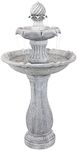 Sunnydaze 45-Inch 2-Tier Arcade Solar Fountain with Battery Backup and LED Light - Submersible Electric Pump - White