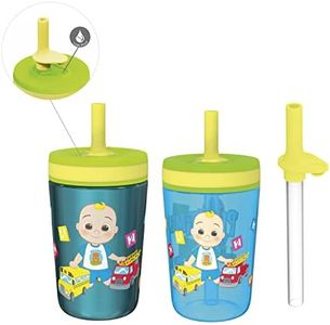 Zak Designs CoComelon Kelso Tumbler Set, Leak-Proof Screw-On Lid with Straw, Bundle for Kids Includes Plastic and Stainless Steel Cups with Bonus Sipper (3pc Set, Non-BPA), 15 Fluid Ounces