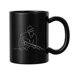 BLISSart Ceramic Coffee Mug, Black, 350 ml, 1 Piece, Printed Guitarist One Liner Gift for Music Lovers