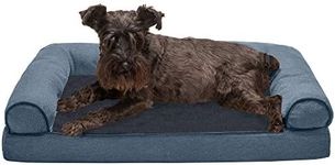 Furhaven Pet Dog Bed | Memory Foam Faux Fleece & Chenille Soft Woven Couch Sofa-Style Pet Bed for Dogs & Cats, Orion Blue, Medium