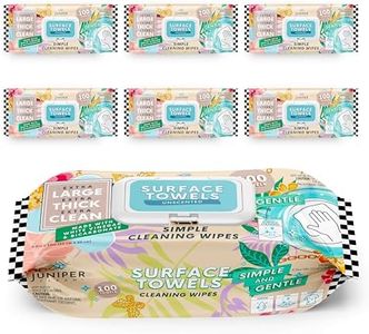 Juniper CLEAN 6 Packs Surface Cleaning Wipes Bleach Free, Thick & Large Dispose, All-Purpose Cleaner for Bathroom, Kitchen, Office, 600 Count Soft Flow, Biodegradable, No Scent
