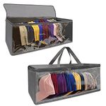 ohihuw 2 Pack Hat Organizer for Closet, 8.6" Width Widened Design, Large Hat Box, Baseball Cap Storage Bag with Carrying Handles & Lid, Solid Structure with Plastic Boards (Dark Gray)