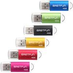 EASTFUN 6 Pack 16GB USB 2.0 Flash Drive Memory Stick Thumb Drive Thumb Stick Jump Drive Zip Drive Pen Drive, with LED Indicator,6 Pcs Mix Colors:Rose/Red/Gold/Black/Green/Blue