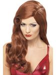 Smiffys Silver Screen Sensation Wig, Auburn Long with Natural Curls, 1920's Razzle Fancy Dress, Adult Dress Up Wigs