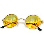 KANASTAL Night Driving Glasses for Men Women Anti Glare Night Vision Glasses Small Round Yellow sunglasses Battle Vision Storm Glasses