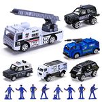 14 Pack Die-cast Police Rescue Truck Vehicles Sets,6 Pack Mini Police Vehicles Model Car Toys, 8 Policemen，Mini Alloy Metal Pull Back Car Toys for Boys Girls Toddlers Birthday Christmas Party Favors