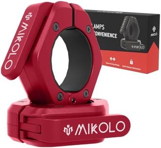 Mikolo Barbell Clamps,2-Inch Olympic Barbell Clips with Anti-Slip TPR Lining and Quick Release for Home and Gym Use(Non Magnetic Red)