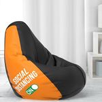 ComfyBean Bag with Beans Filled XXL- Official: Jack & Mayers Bean Bags - for Teenagers - Max User Height : 4.5-5 Ft.-Weight : 45-50 Kgs(Model: Social Distancing On - Black Orange)